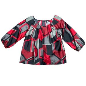 AK Anne Klein colored block bohemian blouse